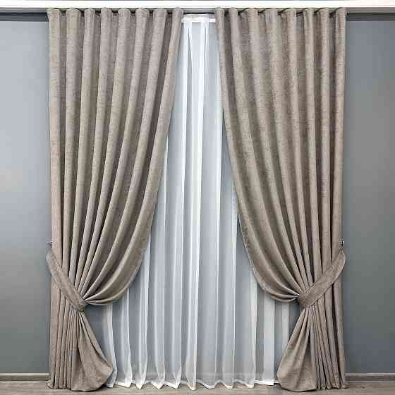 Комплект готовых штор VR-Textil Шенилл премиум VELMIRA Rich № 1929ш Тауп 150х290 см 2 шт (33-0995) Киев