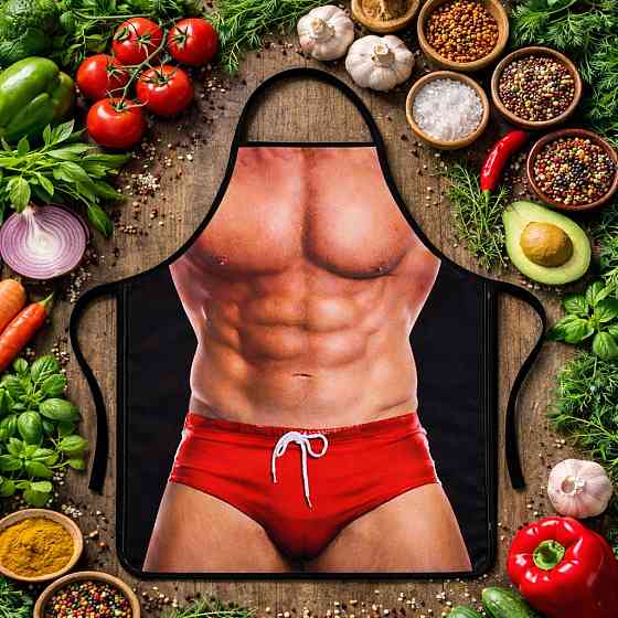 Фартук мужской с приколом с торсом 73 на 57 см разноцветный Киев