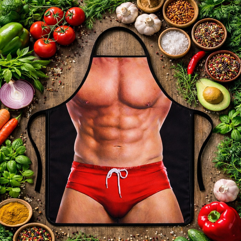 Фартук мужской с приколом с торсом 73 на 57 см разноцветный Киев - изображение 6