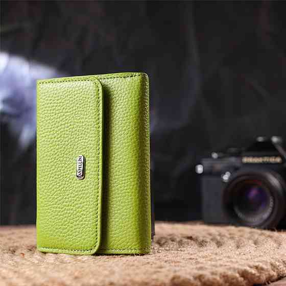 Стильний молодіжний гаманець з натуральної шкіри флотар CANPELLINI 21598 Салатовий Київ