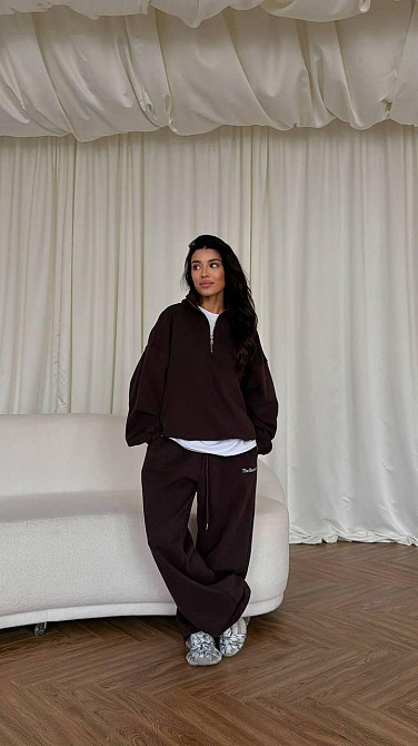 Женский стильный повседневный костюм двойка, кисная трехнить петля Шоколад, 42/44 Одесса - изображение 2