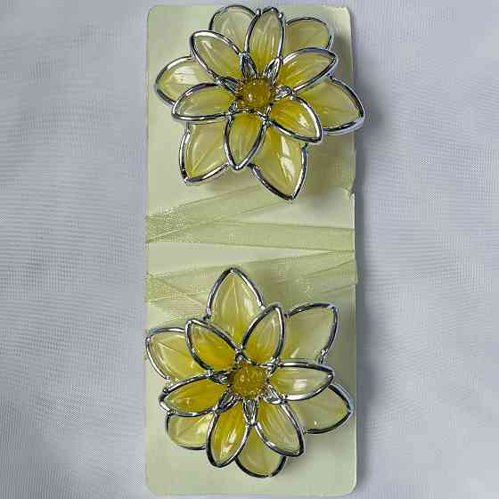 Магніти для штор і гардин Нарцис набір 2 шт Жовтий з сріблястим (81-155) Київ