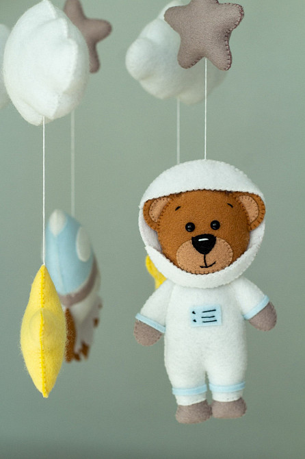 Дитячий музичний мобіль на ліжечко для немовлят WooolyWool «Космонавт» з 35 мелодіями Київ - фото 5