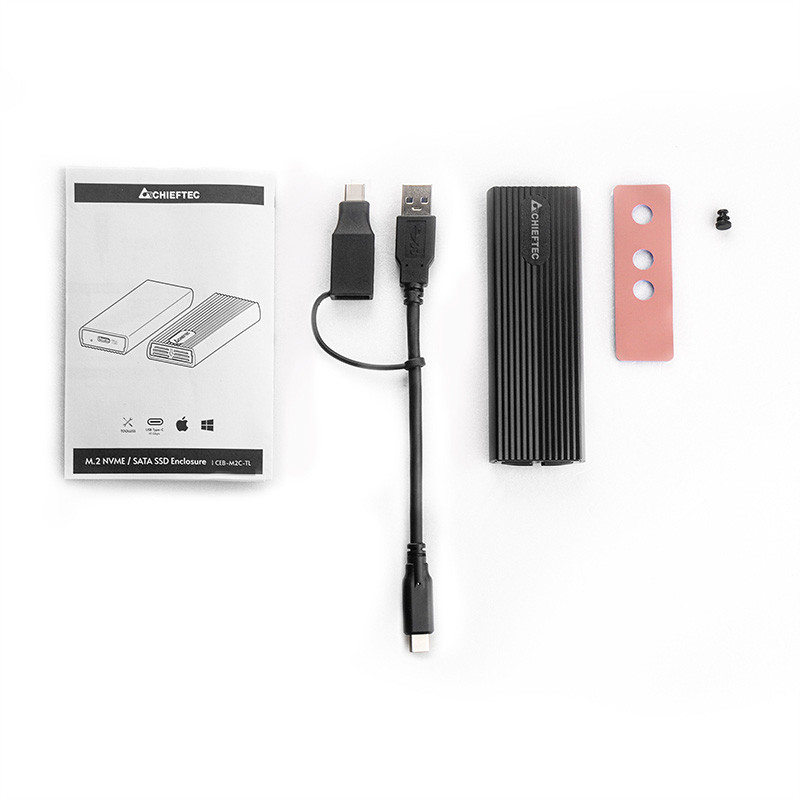 Корпус для M.2 NVME/SATA SSD CHIEFTEC CEB-M2C-TL, aluminium,USB 3.2 Gen2 Type-C, Black, RETAIL Вінниця - фото 5