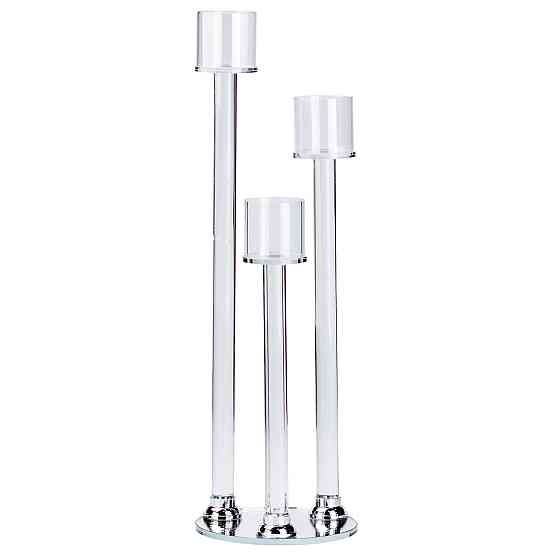 Стеклянный подсвечник на 3 свечи, высота 36.5 см Киев