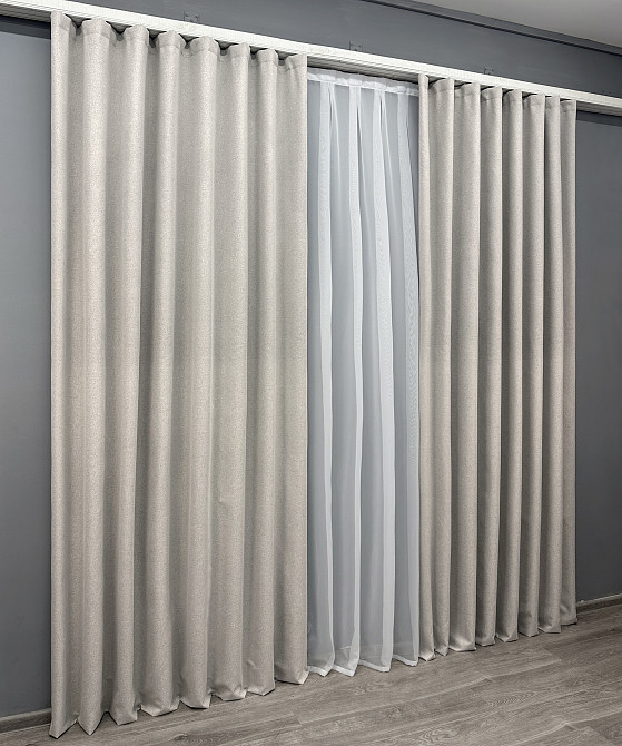 Комплект готових штор VR-Textil Блекаут двосторонній ASHEN NIGHT № 1842ш Попелястий 200х270 см 2 шт (32-205) Київ - фото 4