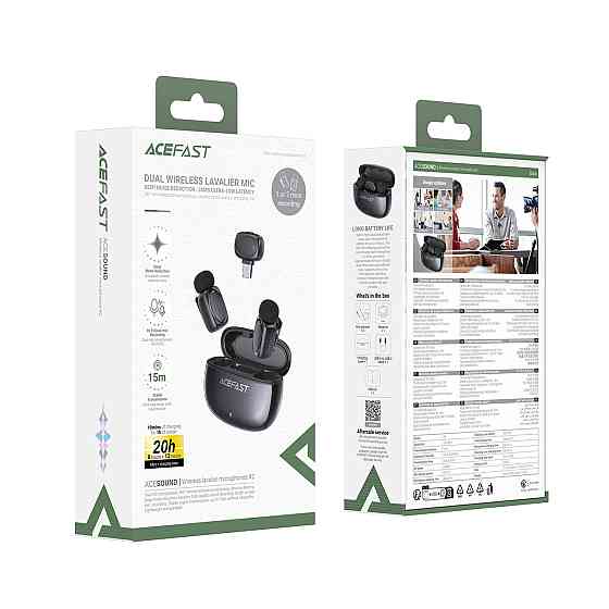 Беспроводная микрофонная система ACEFAST R2 dual-mic (Type-C) Black Одесса