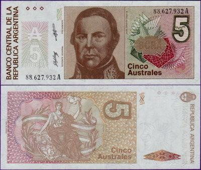 Аргентина 5 песо 1986 - 1989 UNC Полтава - фото 1