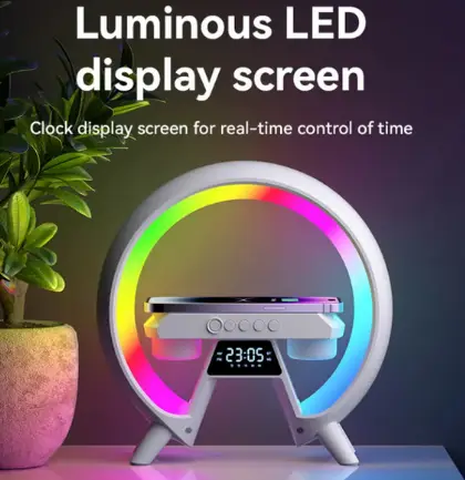 Лампа настольная HM-G66 смарт ночник с проекцией USB Bluetooth с беспроводной зарядкой Белый Винница