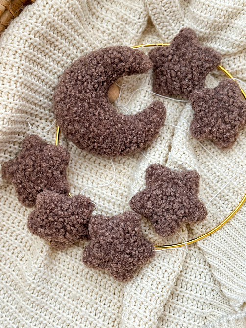 Дитячий мобіль на ліжечко для немовлят ручної роботи WooolyWool «Зірки беж» Київ - фото 9