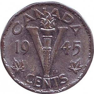 Монета 5 центів. 1945 рік, Канада..(Д) Полтава - фото 1