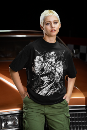 Футболка для мальчика аниме Джоджо С Бизарре Адвентуре оверсайз (рост от 165 до 180 ) Черний AnimeJ0603m Днепр