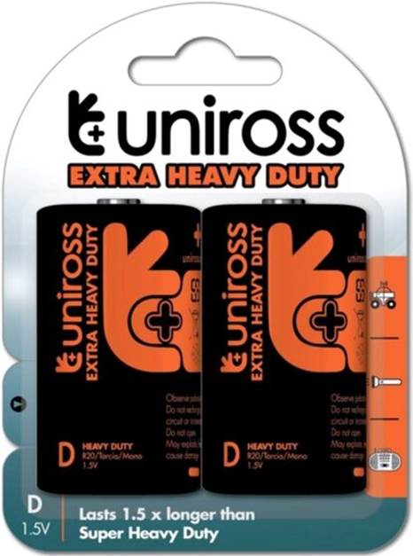 Батарейка бочка Uniross сольова 1.5V  D бочка EXTRA HEAVY DUTY 2 шт Рівне - фото 1