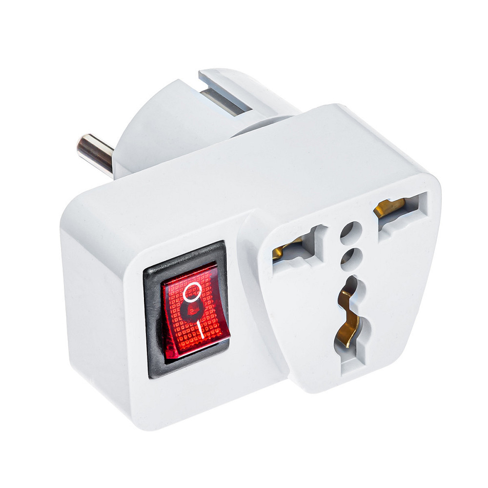 Переходник под английскую, плоскую и евро вилку с ВЫКЛЮЧАТЕЛЕМ  12 шт. Днепр - изображение 1