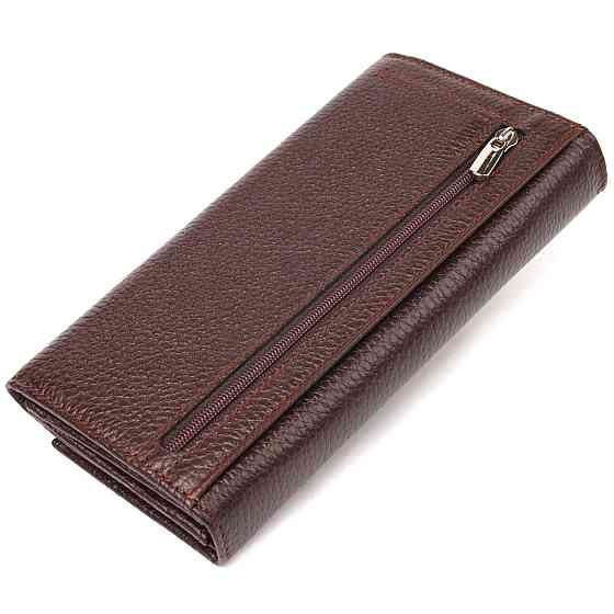 Жіночий зручний гаманець з натуральної зернистої шкіри CANPELLINI 21654 Коричневий Київ