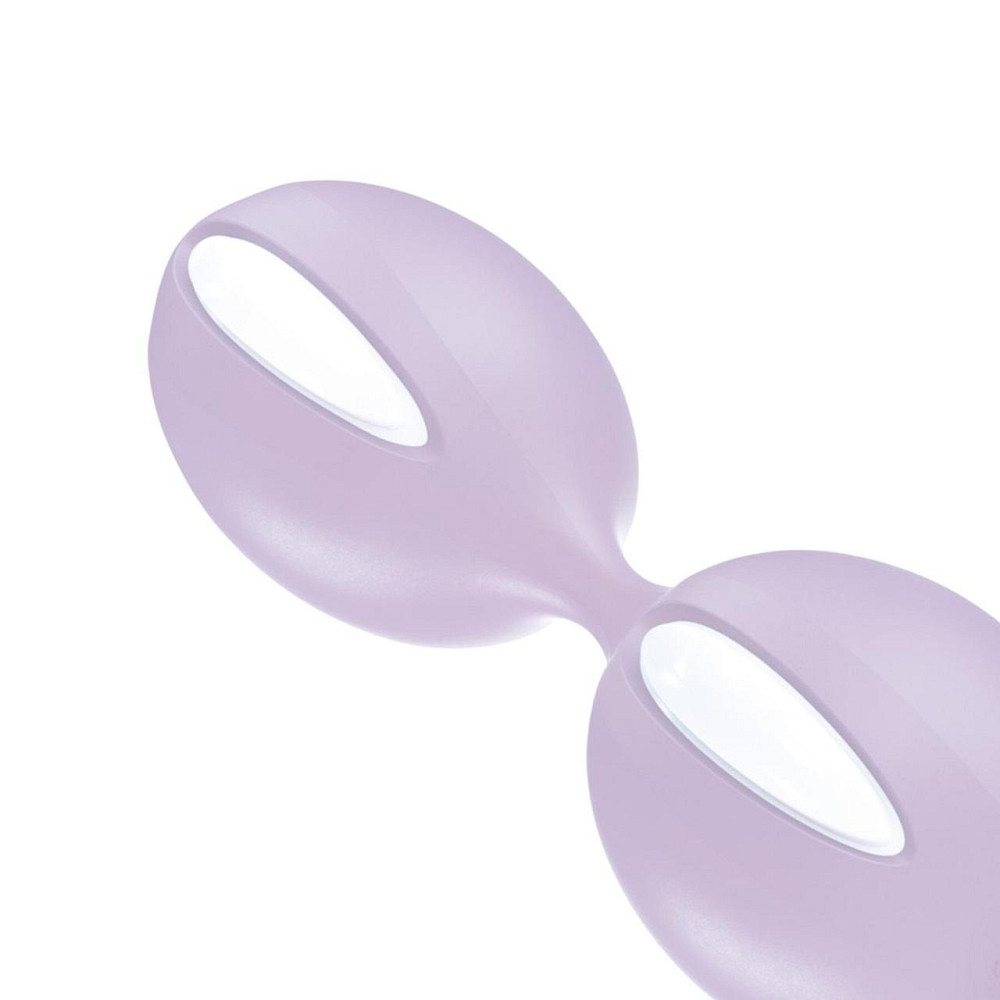 Вагінальні кульки Fun Factory SMARTBALLS DUO, бузково-білі, 2 шт, діаметр 3,2 та 3,6 см Sex Aura Київ - фото 4