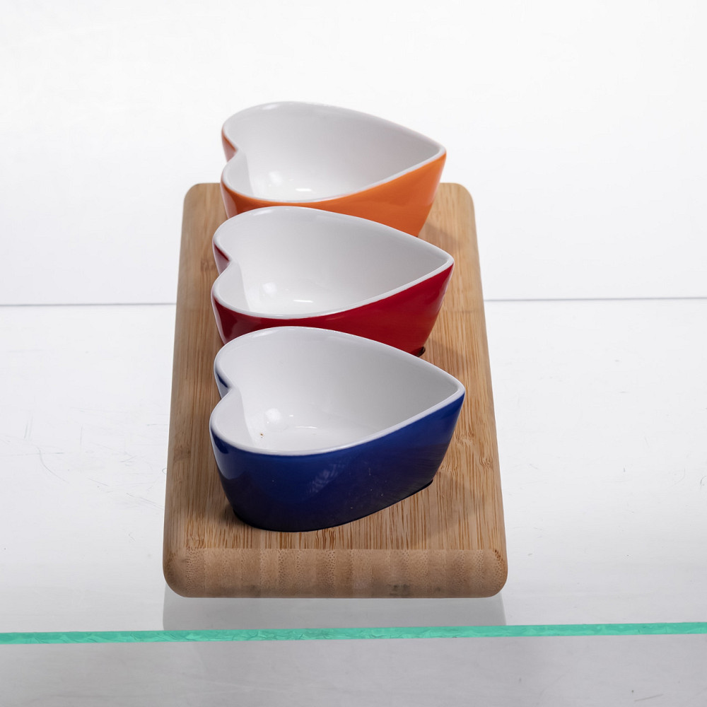 Набор менажниц фарфоровых для закусок 3 (шт) по 100 (мл) менажницы в форме сердца на бамбуковой подставке TX001 Киев - изображение 6