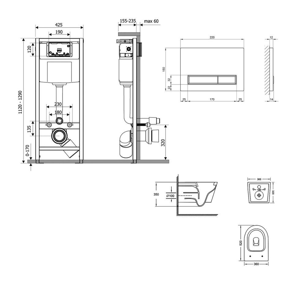 Готове рішення Qtap для ванної кімнати: підвісний унітаз Jay Ultra Quiet 520x360x320 + комплект інсталяції Nest 4 в 1 (лінійна Київ - фото 2