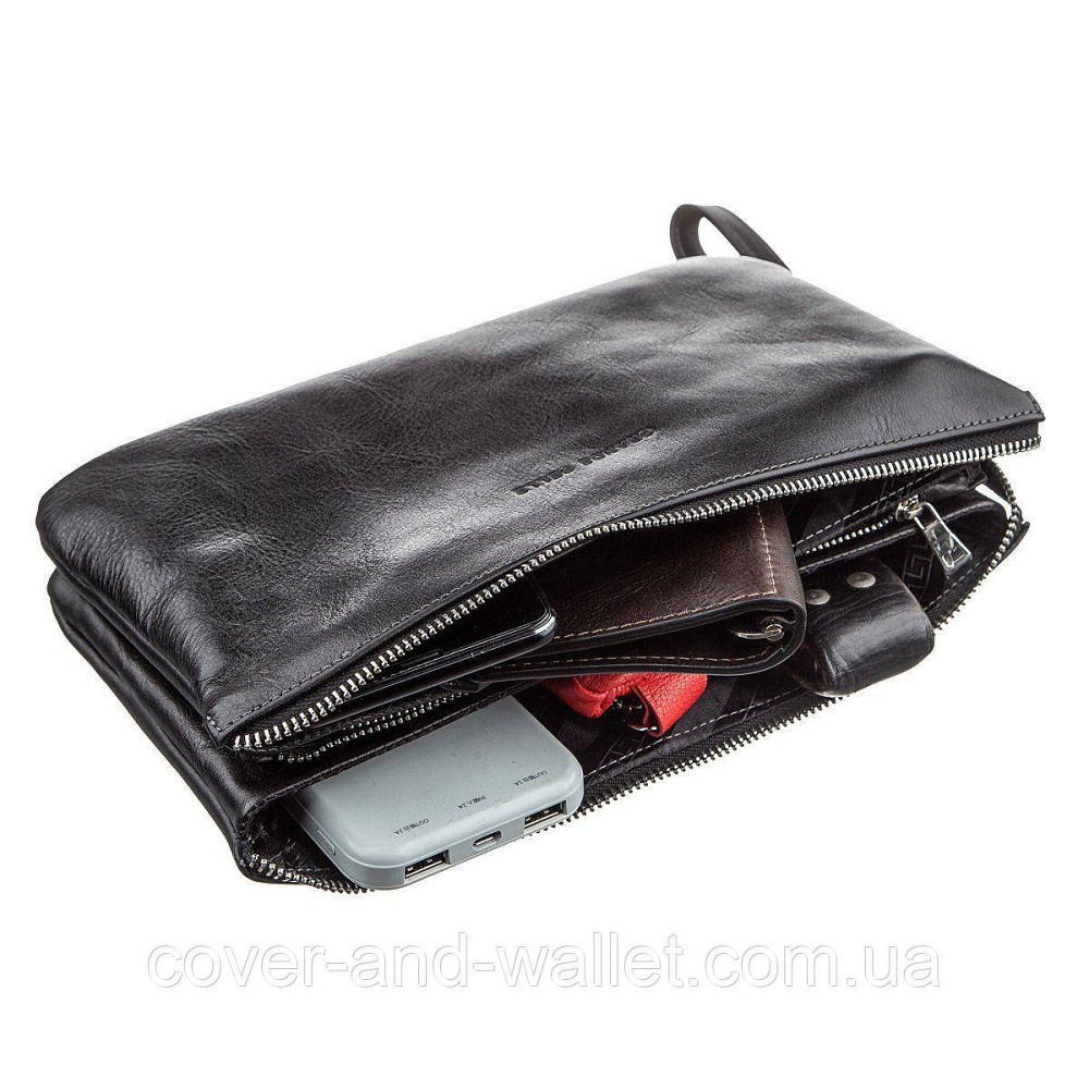 Мужская барсетка клатч на молнии из гладкой кожи черного цвета Grande Pelle 705610 Киев - изображение 10