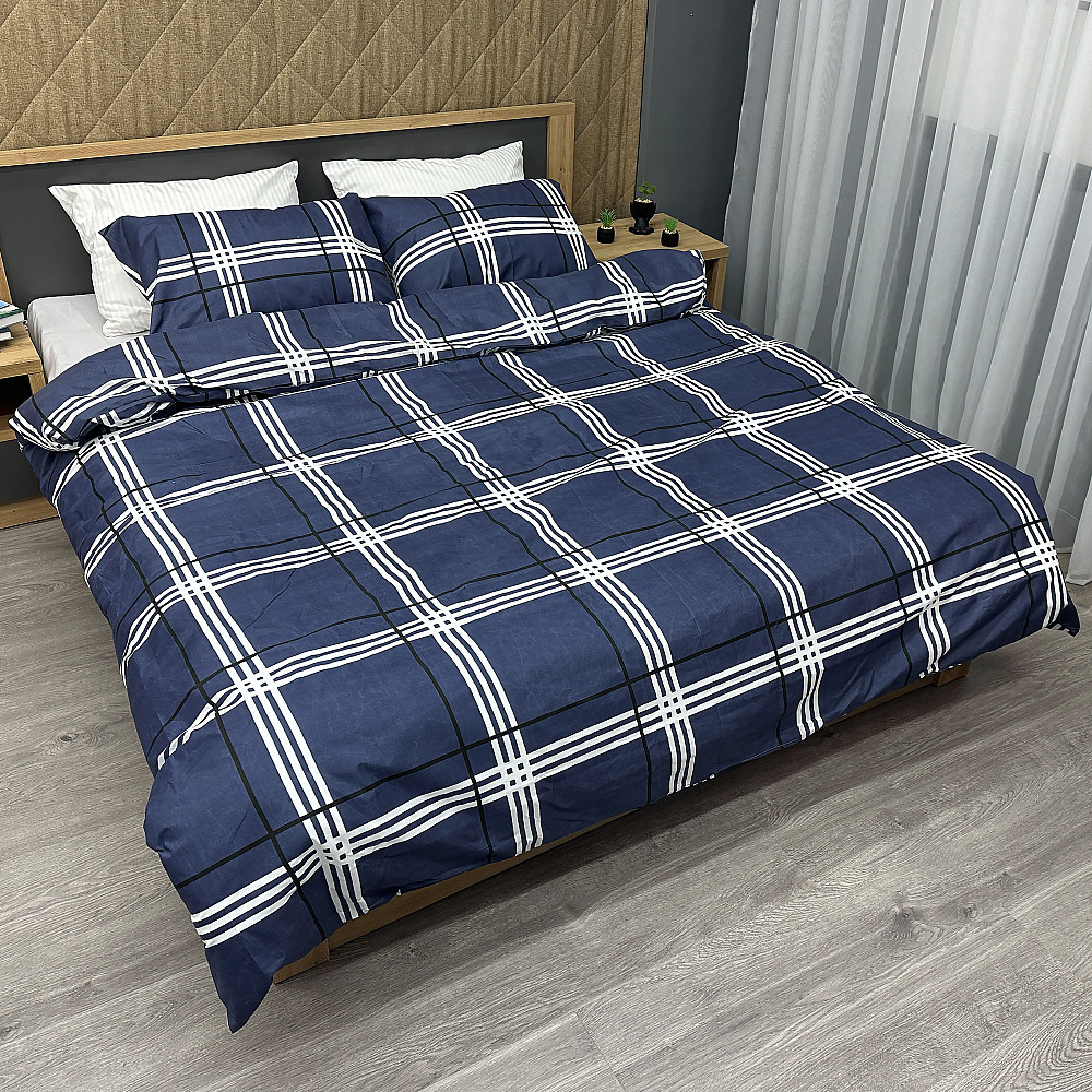 Комплект постельного белья, Decorator Kelso Евро 200х215 синий с белым (88-019) Киев - изображение 1