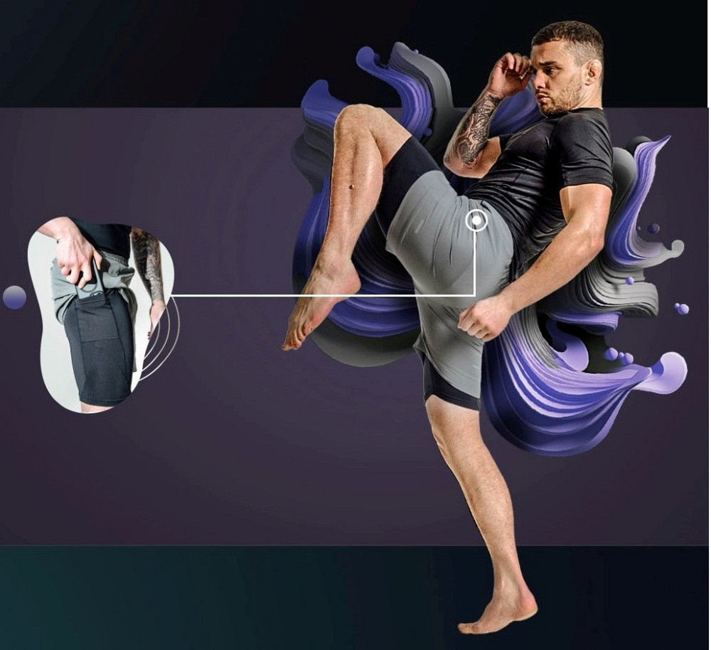 Компресійні шорти для RDX MMA T16 2-в-1 GREY/BLACK-XL Кам'янське - фото 7
