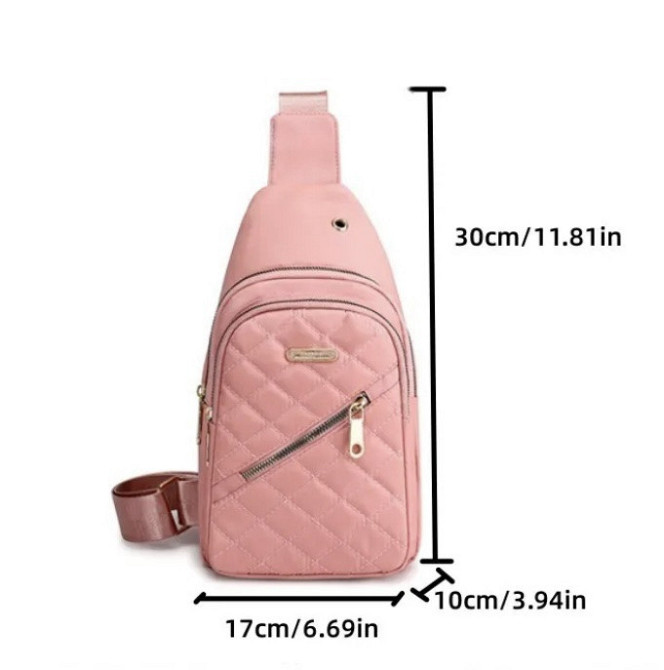 Женская сумочка через плече нагрудная сумка для девушек розовая размер сумки 30*17*10 см, 3 кармана Киев - изображение 10