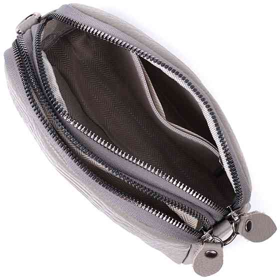 Невелика жіноча сумка на два відділення з натуральної шкіри Vintage 22801 Сірий Київ