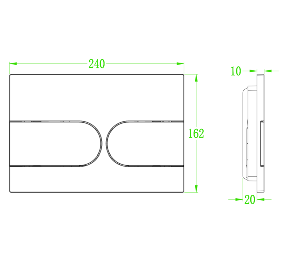 Панель змиву Koer KT-0604-03 240x160x10mm пластикова, кнопка закруглена   ( KR5322 ) 32383 Харків