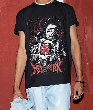Футболка чоловіча з аніме принтом Берсерк Гутс Гріффі Вбр оверсайз (S/M/L) Чорний AnimeJ1036 Дніпро