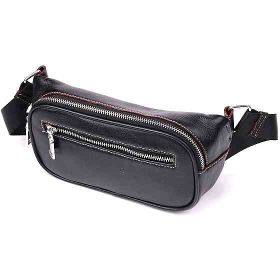 Стильная мужская бананки из мягкой натуральной кожи Vintage sale_15116 Черный Киев