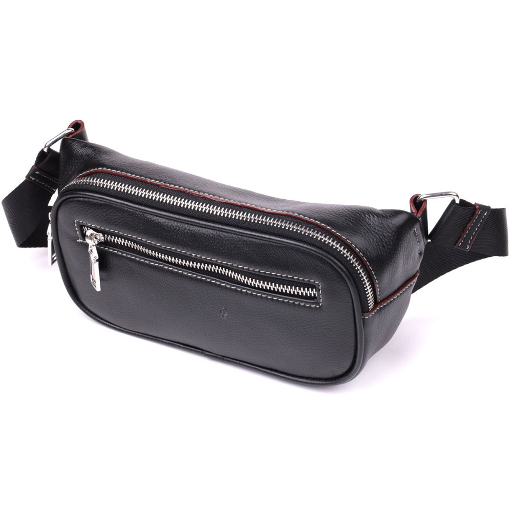 Стильная мужская бананки из мягкой натуральной кожи Vintage sale_15116 Черный Киев - изображение 1