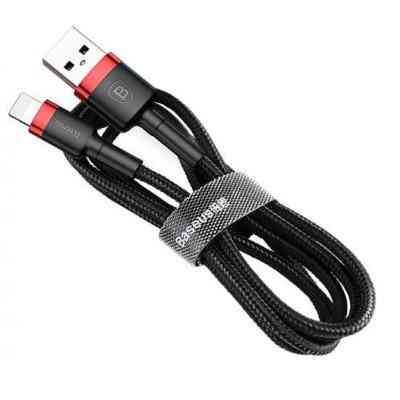 Дата кабель USB 2.0 AM to Lightning 0.5m Cafule 2.4A red+black Baseus (CALKLF-A19) Винница