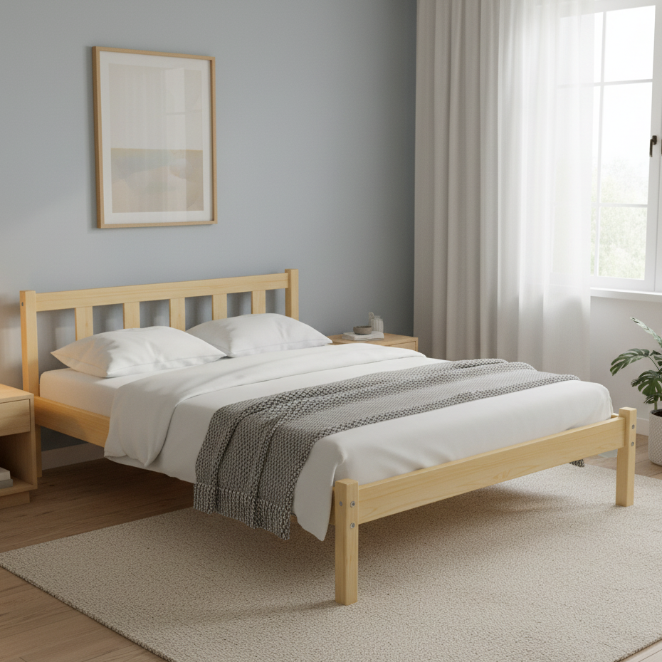 Односпальная деревянная кровать Mebigrand MG02 Прозрачный лак 160х200 см (MBG-21882) Днепр - изображение 1