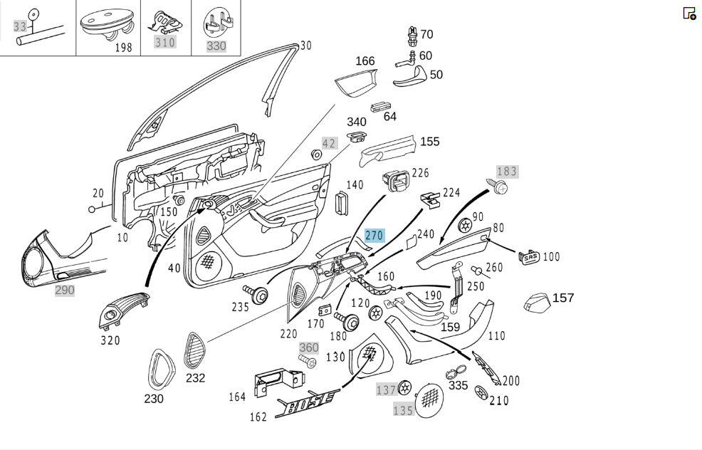 Mercedes-Benz  A2207202422 8G88 Дерев'яна накладка передніх правих дверей S-class short W220 S-class long V220 Одеса - фото 2