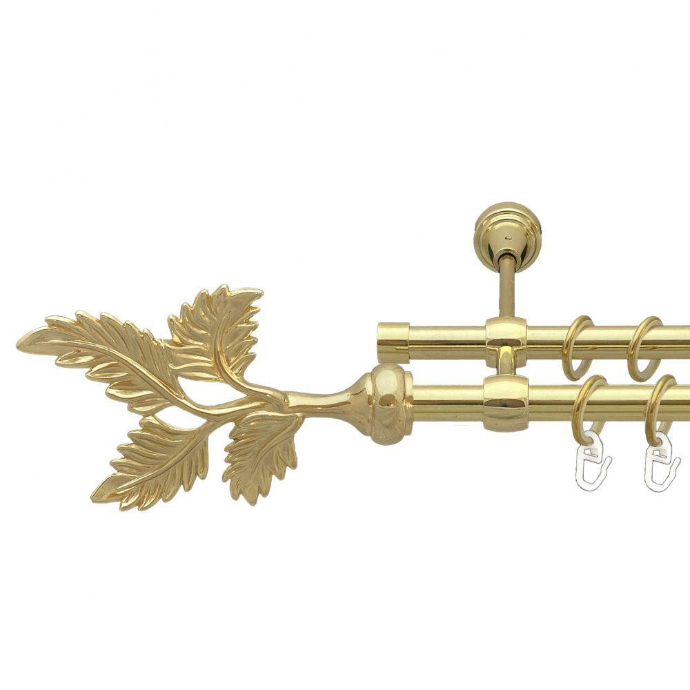 Карниз Orvit Папороть металевий дворядний литий гладка труба кільце металеве Золото 16\16 мм 240 см Львов - изображение 1