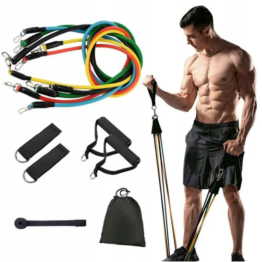 Эспандер резиновый упражнения exercise pipe, Набор 5 эспандеров разной нагрузки, Эспандер для ног PT-12 Львов - изображение 5