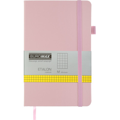Книга записна Buromax Etalon 125x195 мм 96 аркушів в клітинку обкладинка зі штучної шкіри Рожева (BM.291160-10) Вінниця - фото 1