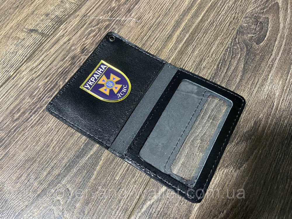Кожаная обложка на пластиковое удостоверение ДСНС с шевроном Киев - изображение 5