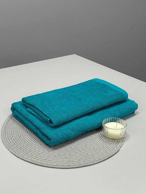 Комплект полотенец однотонных Ideal Textile 50х90см + 70х140см 400 г/м2 (56860932) Бірюзовий Черновцы - изображение 2