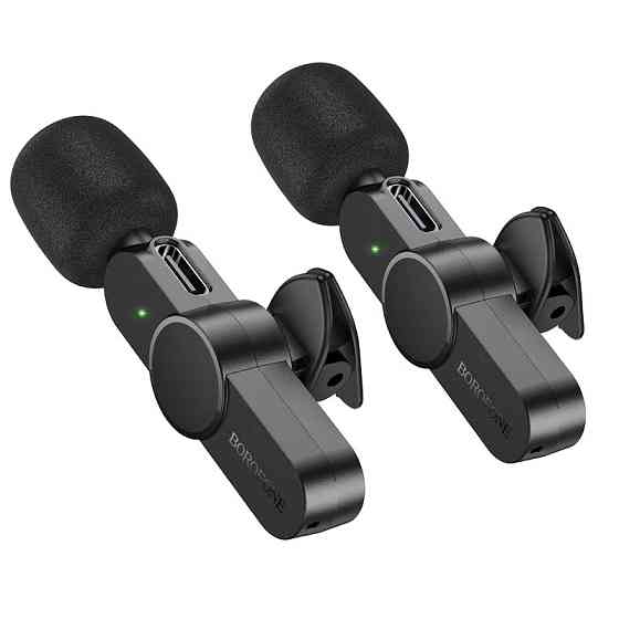 Беспроводная микрофонная система BOROFONE BFK12 Trophy lavalier wireless digital microphone(iP/Type-C) Black Одесса