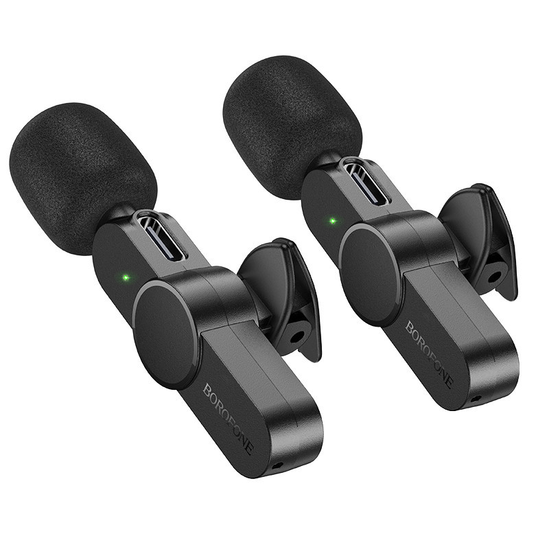 Беспроводная микрофонная система BOROFONE BFK12 Trophy lavalier wireless digital microphone(iP/Type-C) Black Одесса - изображение 4