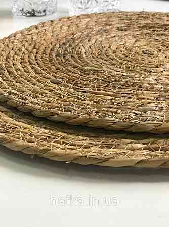 Підтарельник плетений солом'яний "Темна натура" 38 см темний натуральний Київ
