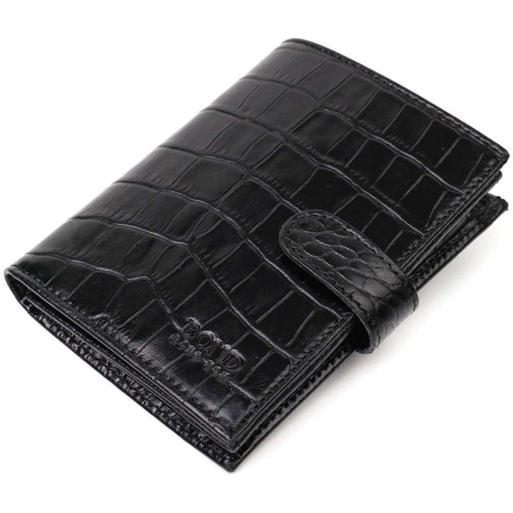 Фактурное портмоне для мужчин из натуральной кожи с тиснением под крокодила BOND 22057 Черный Киев - изображение 1