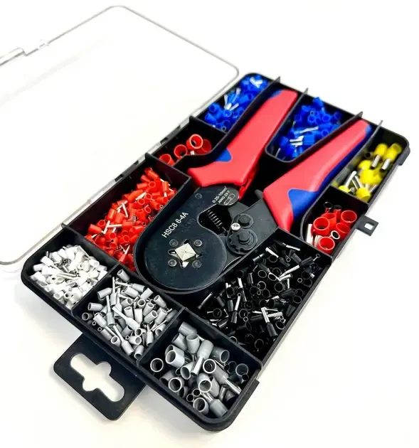 Кримпер 4 кулачка (HSC8-4A) / клещи обжимные + набор наконечников – 1200 шт в кейсе Коломия - фото 1
