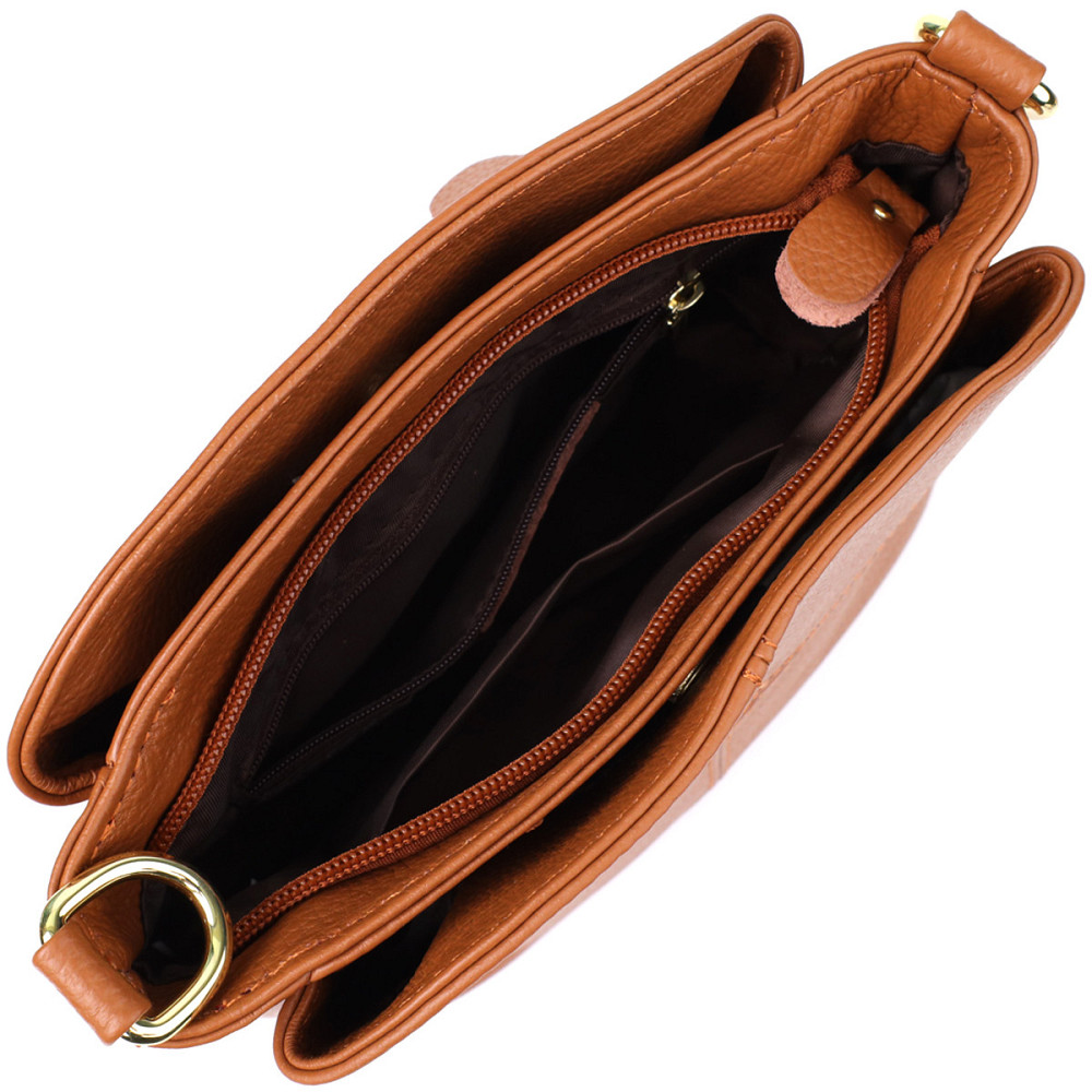 Стильна жіноча сумка на три відділення з натуральної шкіри Vintage 22975 Рудий Київ - фото 8