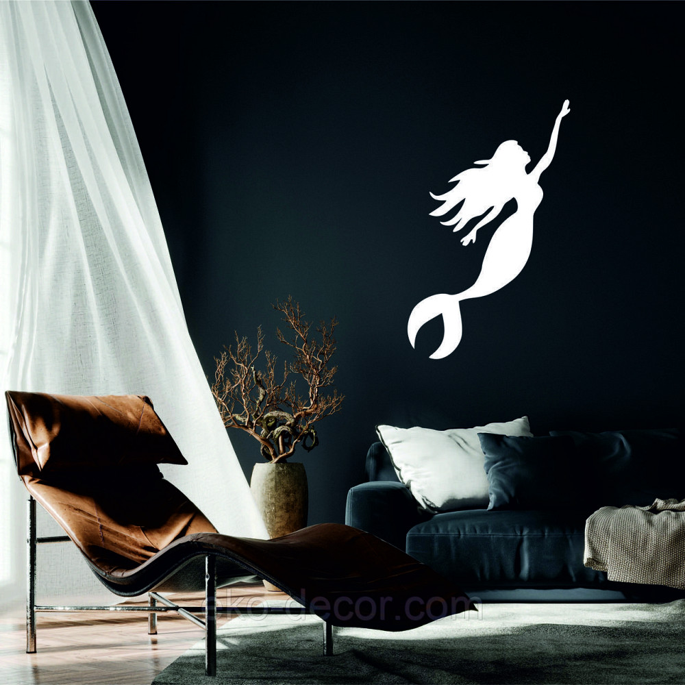 Декоративне настінне 3D Панно «Русалонька» Декор на стіну з об'ємом 90*56 см, Білий Київ - фото 1