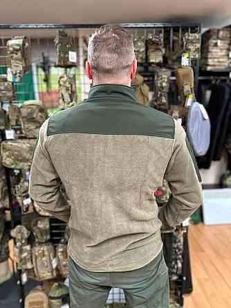 Мужская флисовая кофта Safari Tactical на молнии с Softshell вставками (Хаки) L Винница