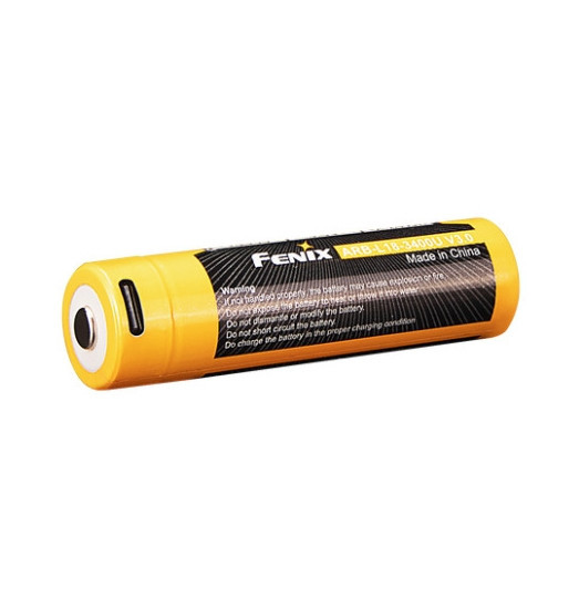 Акумулятор 18650 Fenix ​​3400mAh 3.6V Li-ion із Type-C зарядкою (Чорно-жовтий) Київ - фото 2