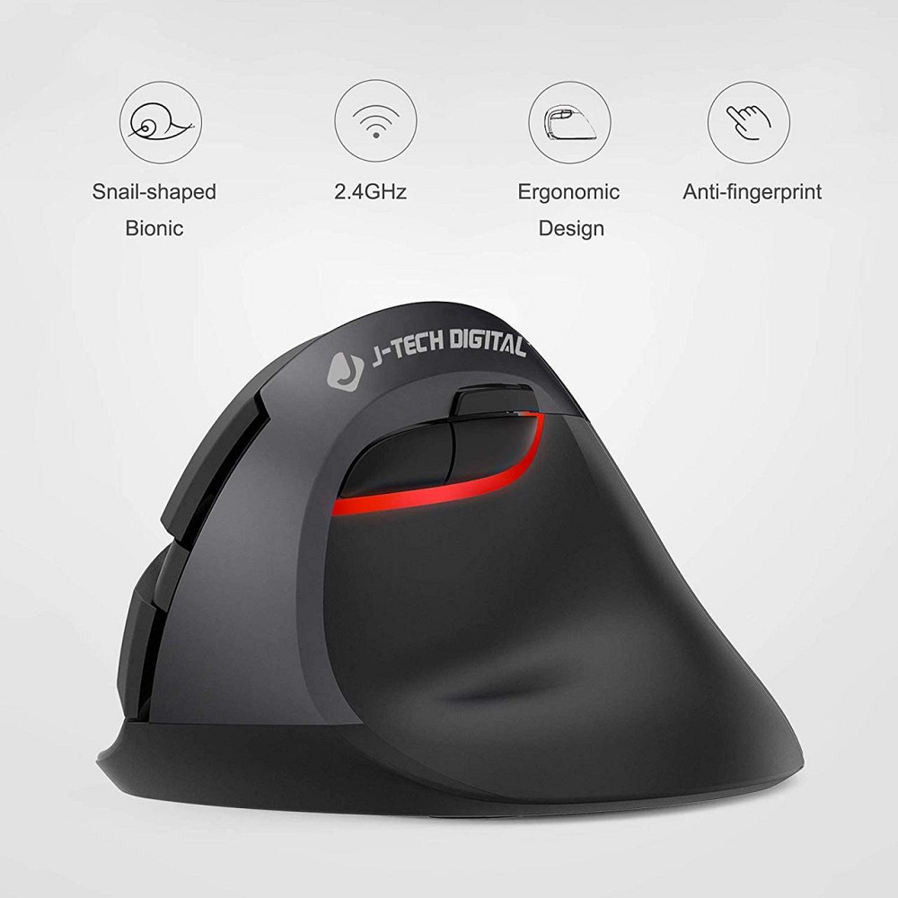Беспроводная вертикальная эргономичная мышь J-Tech Digital V628M-2.4G для маленьких рук анатомическая черная Киев - изображение 4