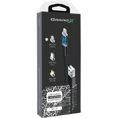 Дата кабель USB 2.0 AM to Lightning Magnet Grand-X (MG-01L) Винница - изображение 6